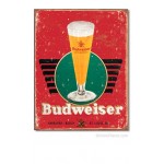 Budweiser Anheuser-Busch Vintage Glass Tin Sign